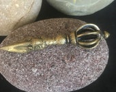 Tibetan Buddhist Old Solid Brass Phurpa With Dorje Head
