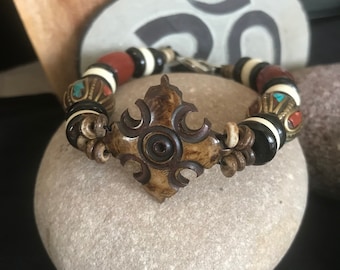 Tibetan Vintage Bracelet With Different Old Beads
