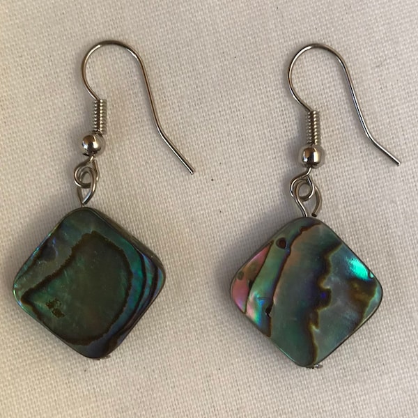 Small Square Abalone Shell Earrings from Hawaii