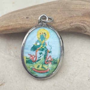 Buddhist Enamel Pendants/ Buddha/ Avalokitesvara/ Chenrezi/ Dakini Yogini / Ratnasambhava Standing Green Tara
