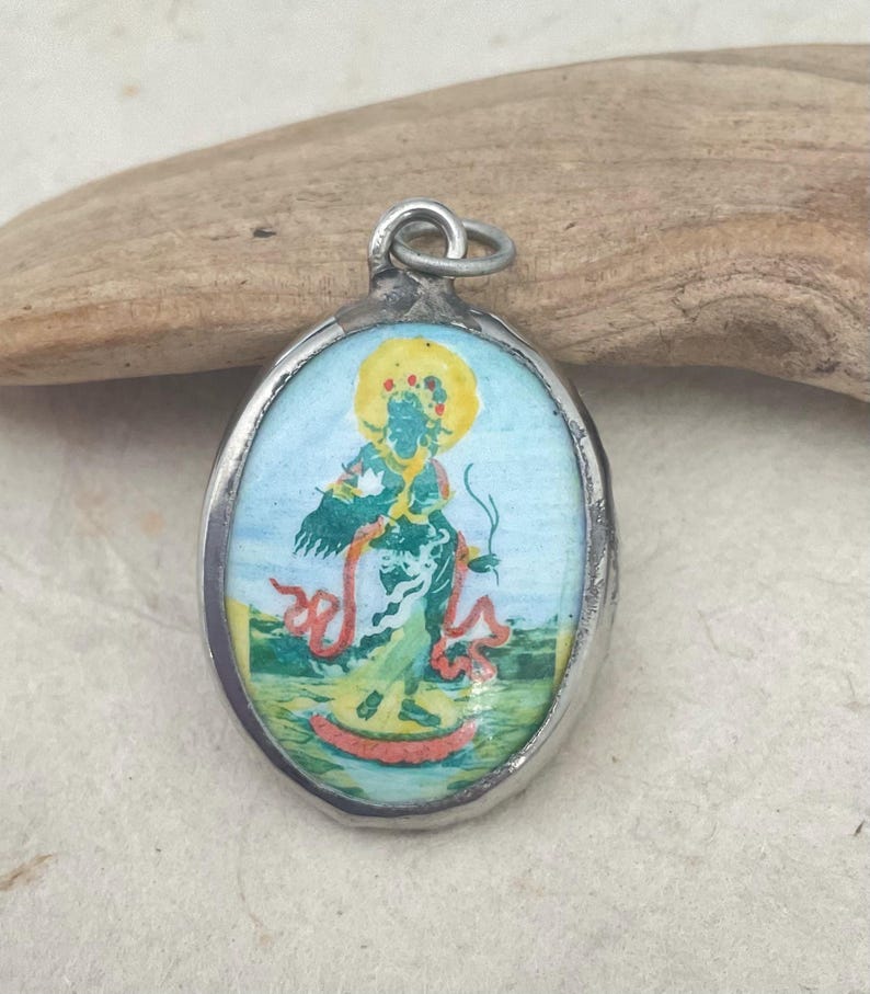 Buddhist Enamel Pendants/ Buddha/ Avalokitesvara/ Chenrezi/ Dakini Yogini / Ratnasambhava Standing Green Tara