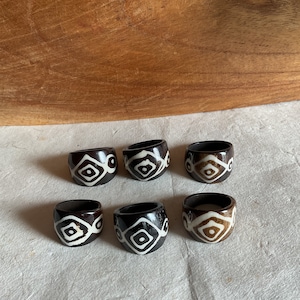 Bone rings Nepal/ Dzi bead motifs
