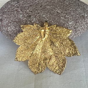 Elegant Gold Dipped Natural Full Moon Maple Leaf Pendant / Nature Leaf Pendant