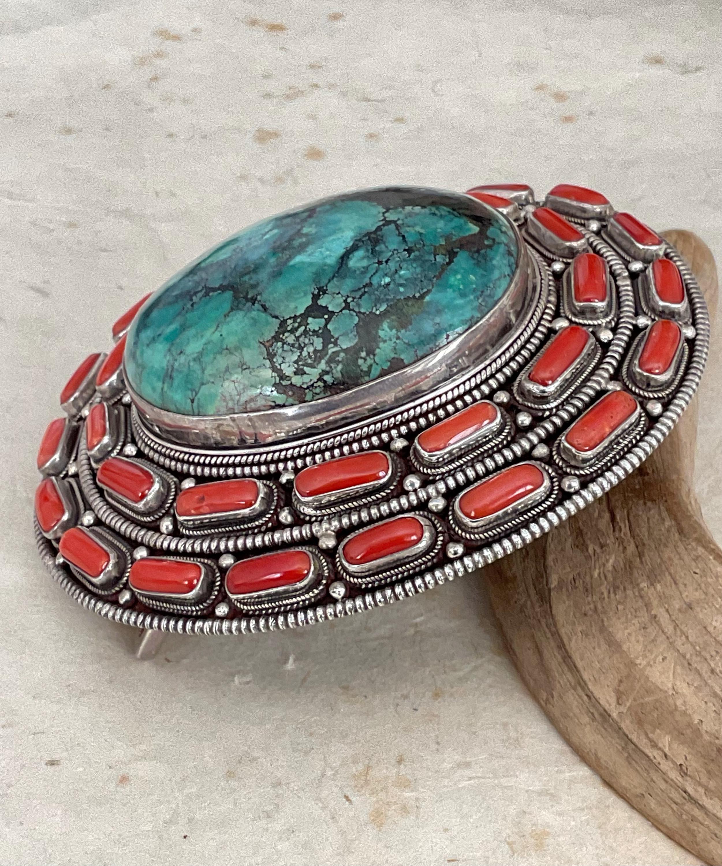 Vintage Tibetan Belt Buckle With 925 Sterling Silver Tibetan  display picture 2