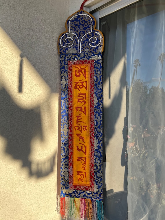 Tibetan Buddhist Silk Wall Hanging Peace Tapestry Etsy