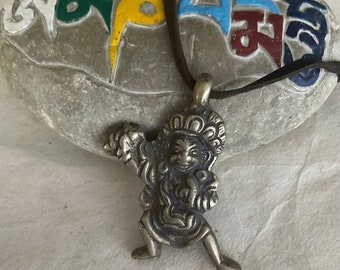 Old Brass Mahakala Thokcha Pendant / Vajrapani/ Talisman/ Protection Amulet