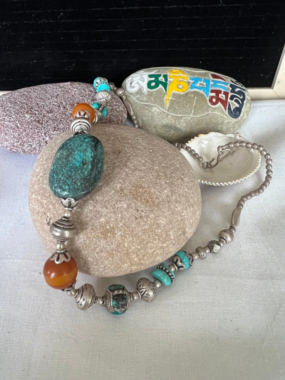 Tibetan Vintage Sterling Silver Necklace With Tibetan… Gem