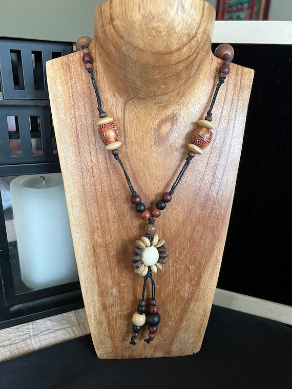 Vintage African Wooden Beaded Necklace