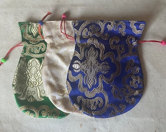 Tibetan Silk Mala Bag With Draw String