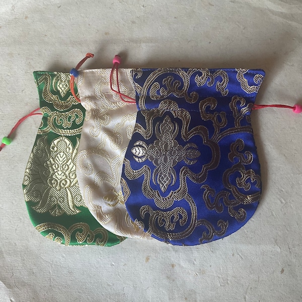 Tibetan Silk Mala Bag With Draw String