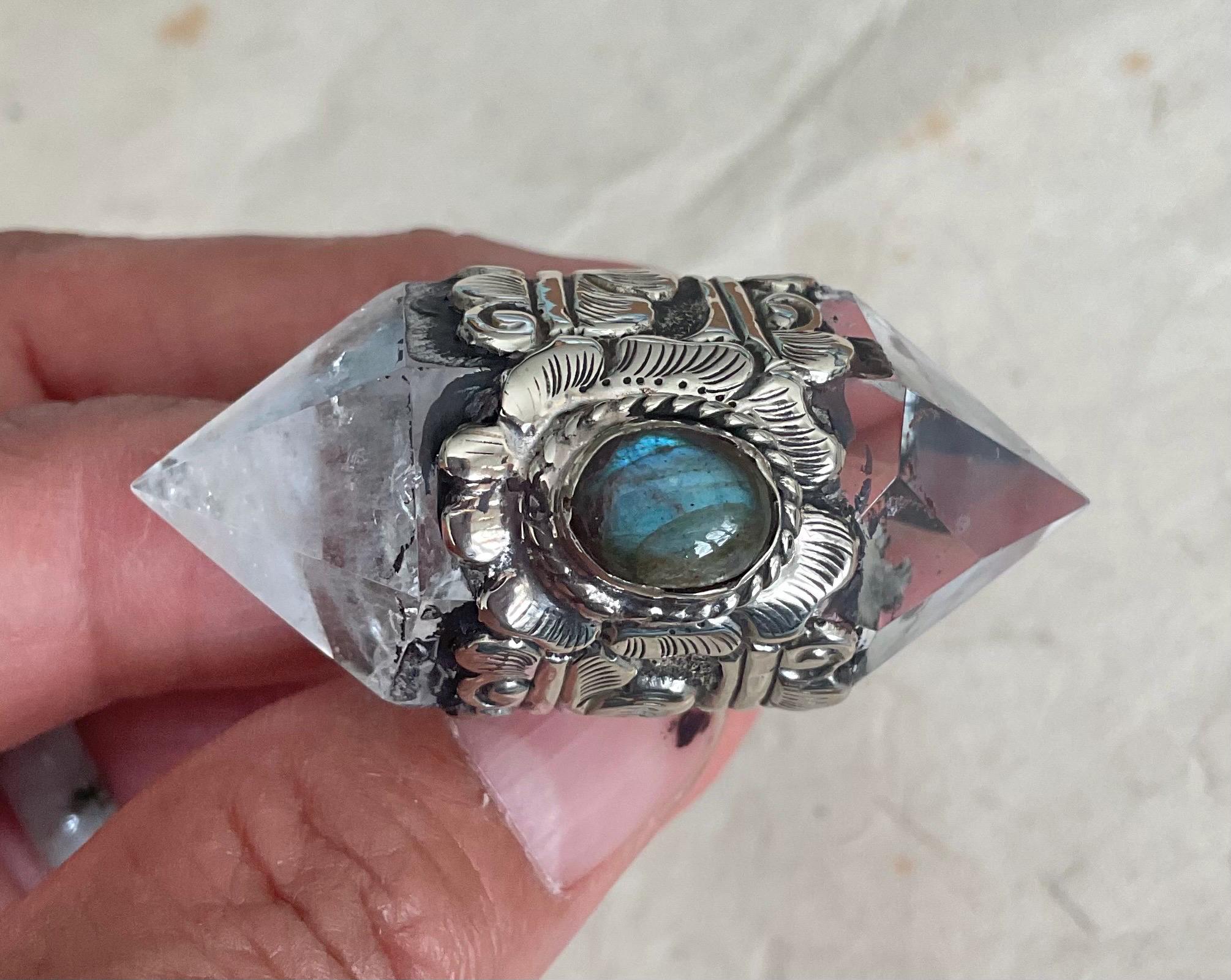 アクセサリー GAGAN stone double ring labradorite stone double ring