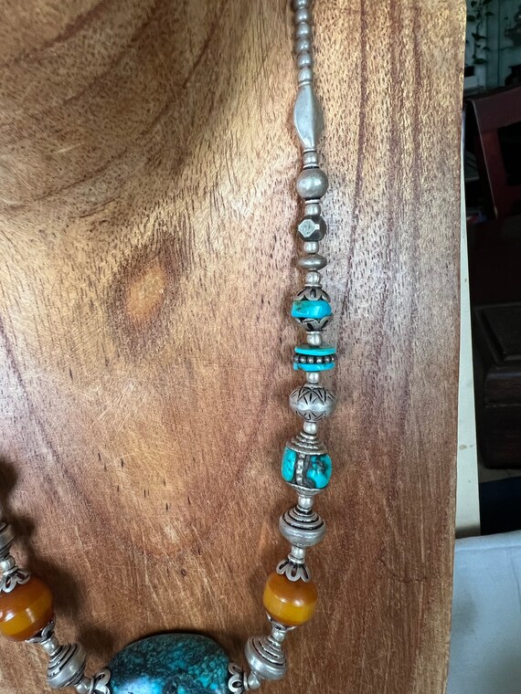 Tibetan Vintage Sterling Silver Necklace With Tibetan… Gem