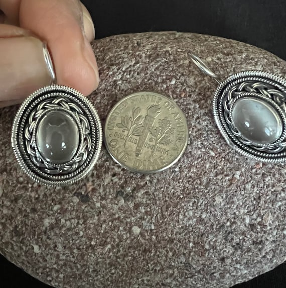 Vintage Tibetan Sterling Silver Earrings With Moo… - image 7