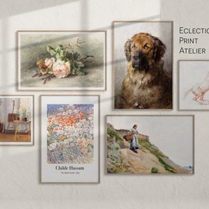 Curated Gallery Wall, Set of 6, Pastels and Spring, Botanical Vibes, Perfect Blend of Art Styles to Accentuate your Space