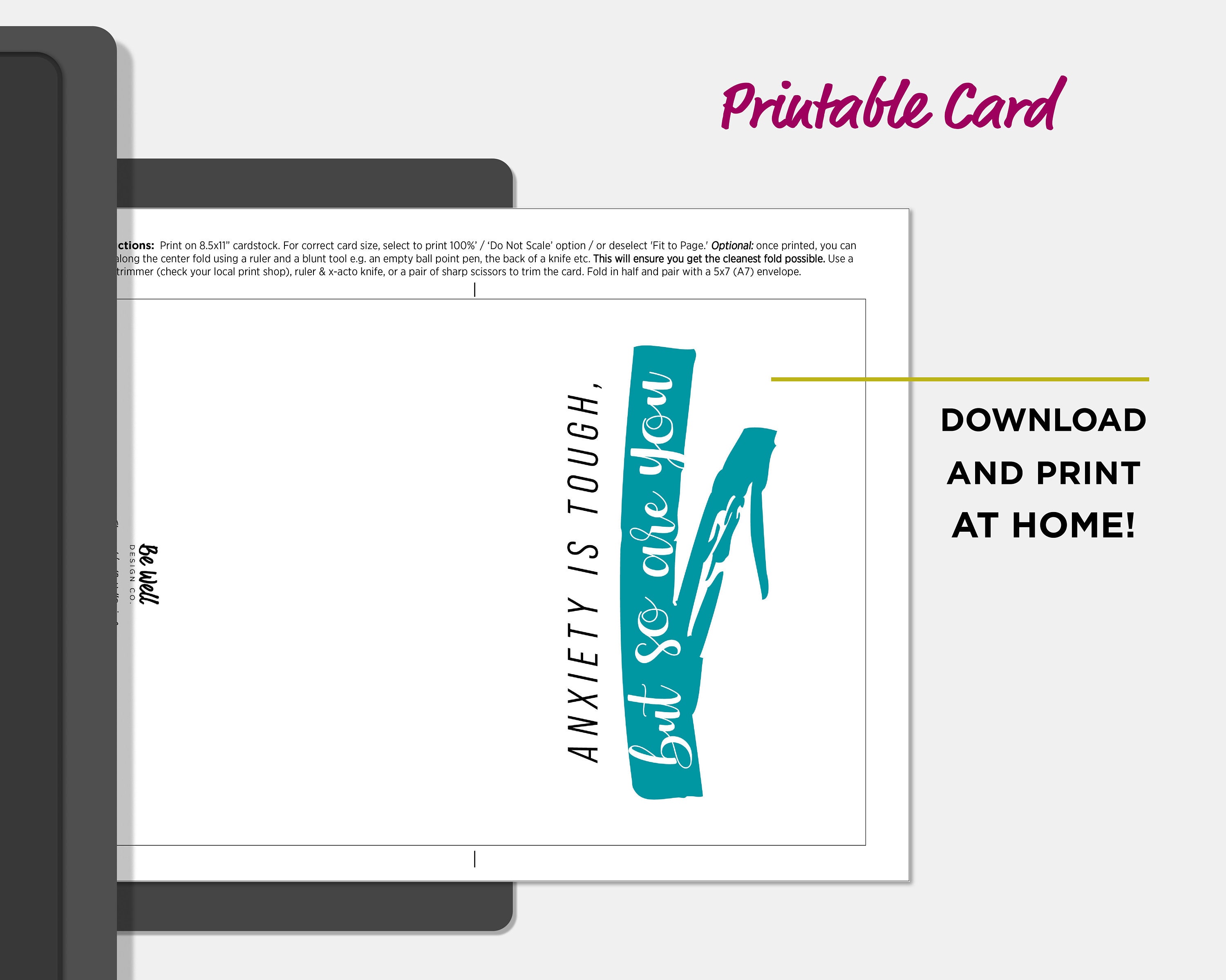 Printable Card Anxiety is Tough Encouragement Card Thinking of - Etsy