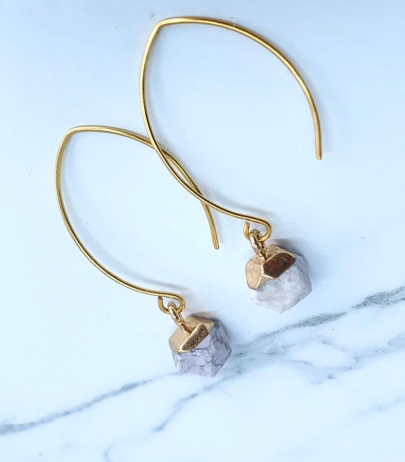 The Skylar White Howlite Hoop Earrings