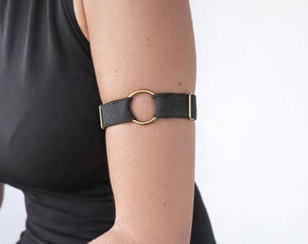 Upper Arm Cuff Bracelet with Metal Ring
