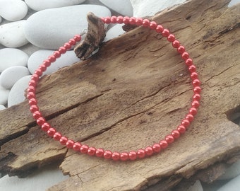 Collana classica di perle, perle artificiali rosse