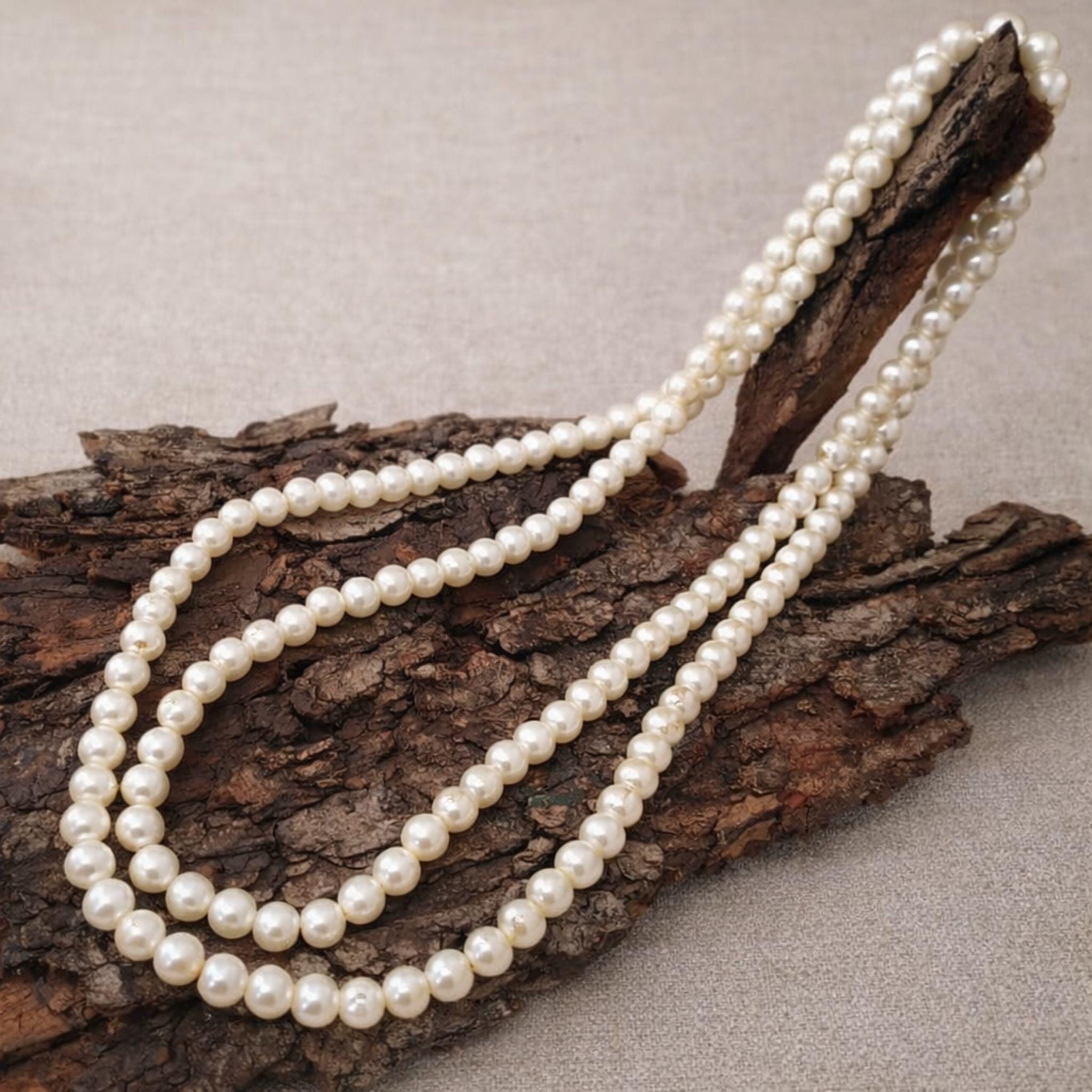 Collana Di Perle Bianche Finti Anni '20 | Lunga E Regolabile | Gatsby | Accessorio Unisex