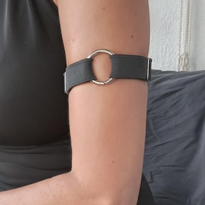 Handmade Upper Arm Bracelet with Metal Ring | Adjustable Armband Jewelry