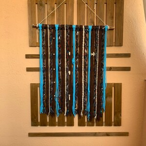 Tapiz de Pared Eclectic Boho Grande, Arte Textil Turquesa con Cachemira Upcycled