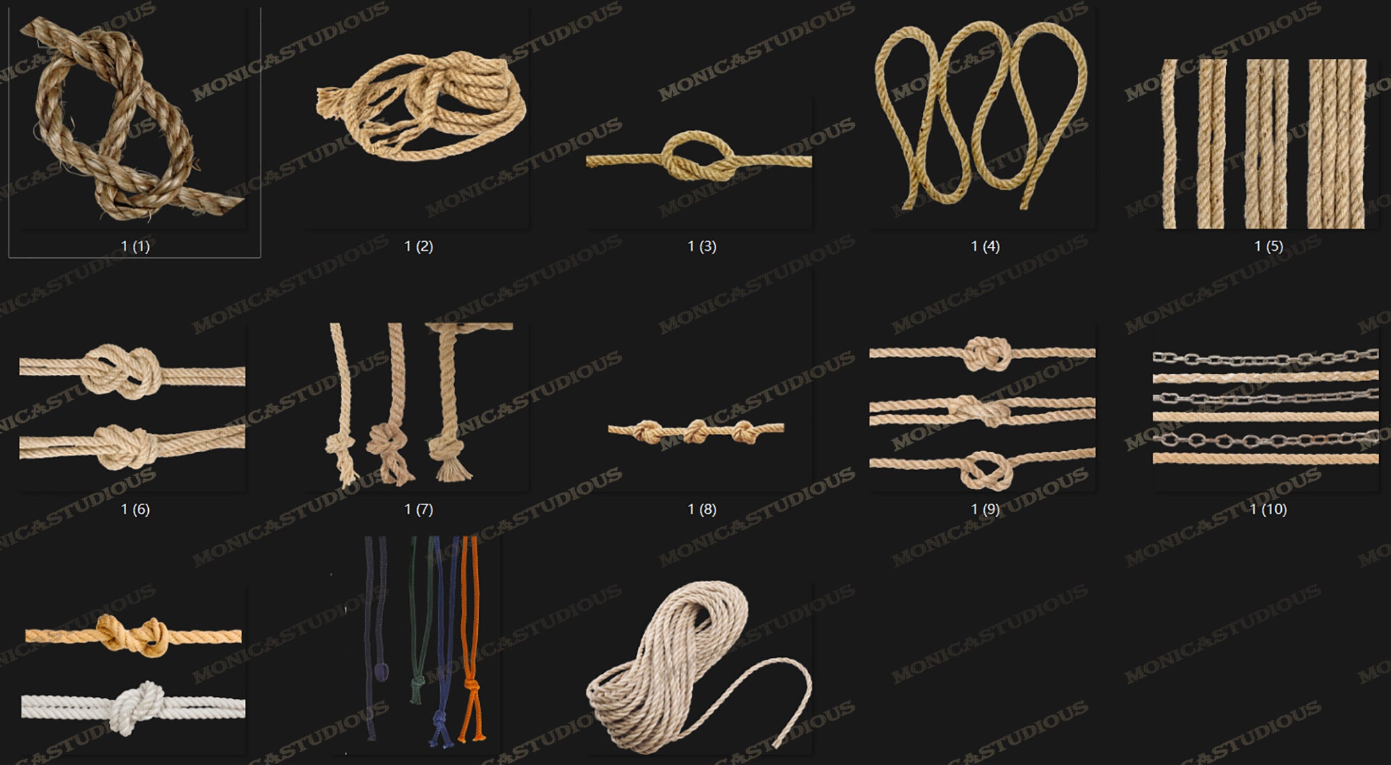 Hemp Rope Knots PNG Clipart: Nautical Rope Overlays (digital Download ...