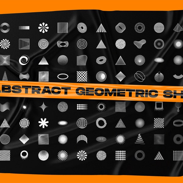 100 Abstract Geometric Shapes PNG /Ai /ABR/ eps/ Jepg / elements Bundle, White on black  100 PNG Shapes, Illustration, Instant Download