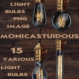 Edison Light Bulbs: Vintage Filament PNG Clipart (Digital Download)
