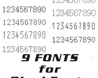 Pixel Fonts: Number & Letter Digital Font Bundle (9 .TTF Files)