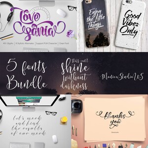 5 Schrift Bundle herunterladen, Hochzeit Schrift Kalligraphie Schrift, kursive Schrift, handgeschriebene Schrift Script, Pinselschrift, Cricut Schriften, Silhouette Cameo,
