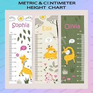 Kid Height Chart 3 patroonbundels Ai /Growth Chart Design for Kids / giraffe hoogtegrafiek / metrisch / centimeter / voet / Digitaal bestand