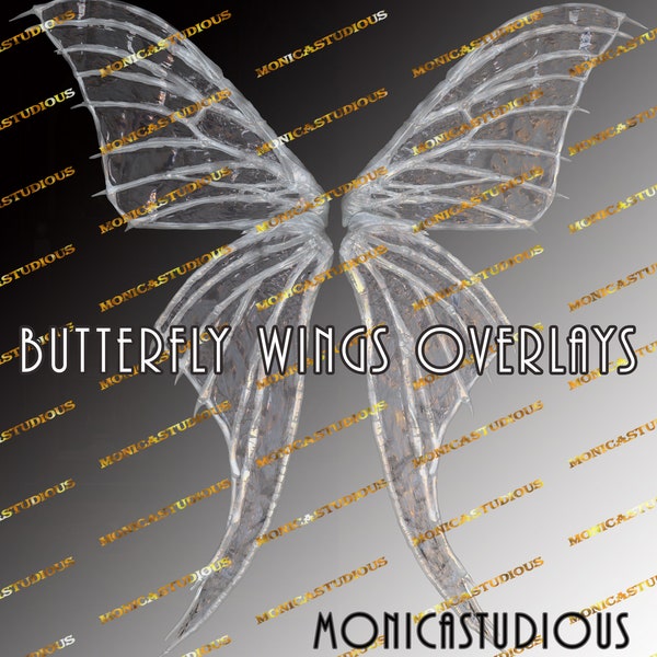 Photo Overlays/ 3 transparent Butterfly wings overlay / 3 FAIRY WINGS/Fine Art, High Resolution, Photo Overlay, PNG Clipart, Digital wings