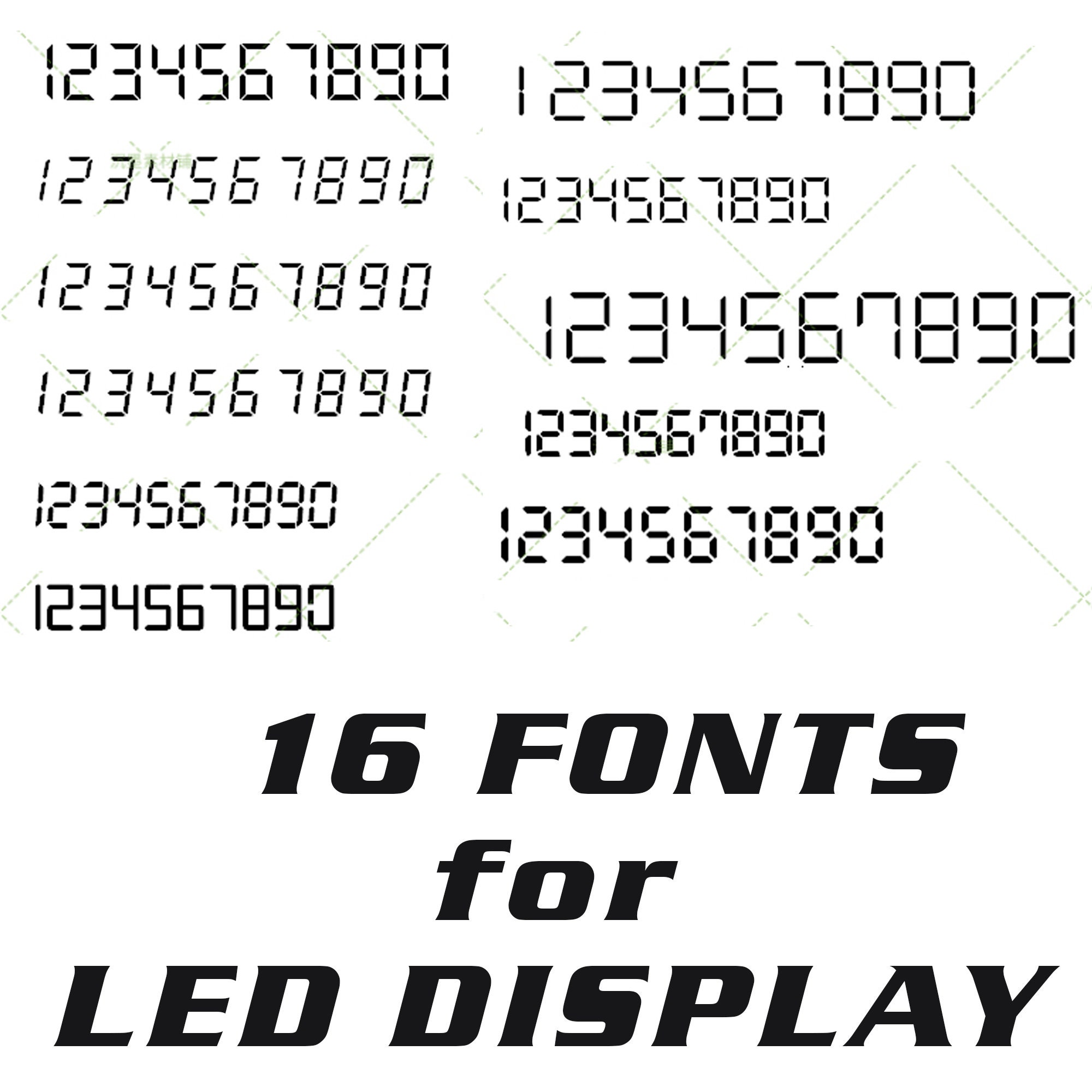 LED Display/fonts Bundles for Number Special Purpose Digital Number Fonts on Documents / ID
