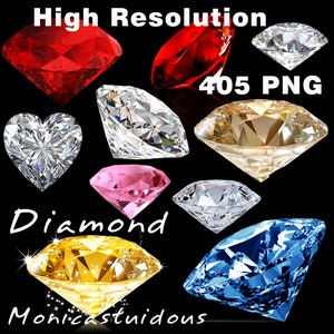 Diamond Clipart Bundle: High-Resolution Gem Overlays (PNG, JPEG Digital Download)
