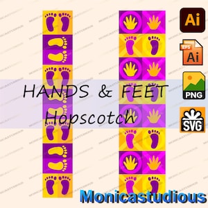 HANDS & FEET Sensory path • Colorful printable floor decals for nursery, preschools, schools, day cares, Hopscotch game Montessori education