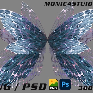 Blue Butterfly Wings Overlay: Fairy PNG Clipart (Digital Download)