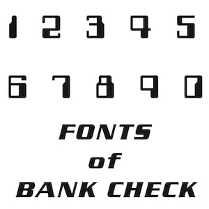 Cheque bancario Fuentes para números Propósito especial Números digitales Letras y fuentes en documentos /ID/Número de licencia/Fuentes de píxeles/Código/Descarga instantánea