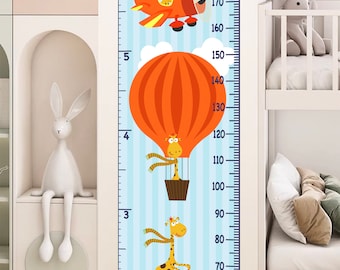 Cartoon Giraffe /hot balloon Kid Height Chart Vector /Ai/EPS/SVG/Growth Chart Design for Kids/  height chart / metric /centimeter/room deor