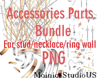 Jewelry Accessories Clipart: Earring, Necklace, Ring PNG Bundle (Digital Download)