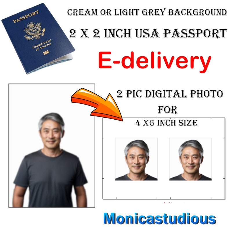 Digital Passport Photo, USA Passport Photo, 2 X 2 Inch Passport Photo