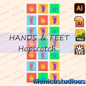 HANDS & FEET Sensory path • Colorful printable floor decals for nursery, preschools, schools, day cares, Hopscotch game Montessori education