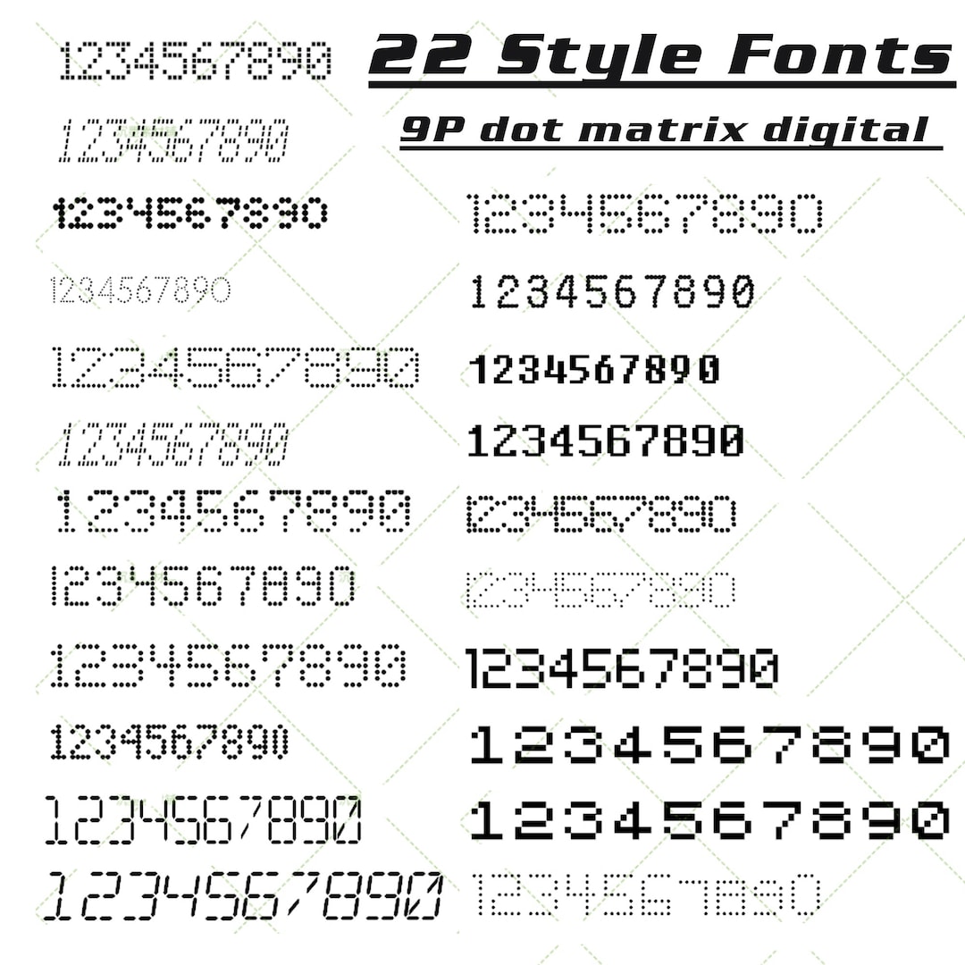 9P Dot Matrix Digital Fonts ,fonts for Number Special Purpose Digital