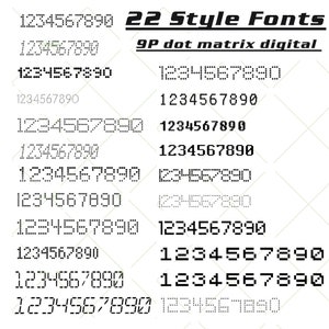 Font digitali a matrice di punti 9P, Font per numeri, numeri digitali speciali, 26 lettere, font /documenti /ID/numero di licenza/font pixel/codice