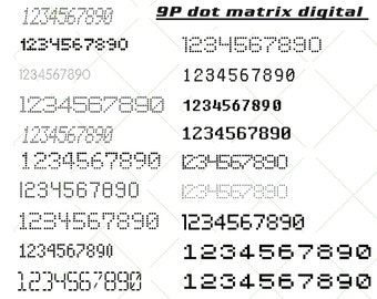 9P dot matrix digital fonts ,Fonts for number Special Purpose Digital number Fonts on documents / ID / License number /pixel fonts / code