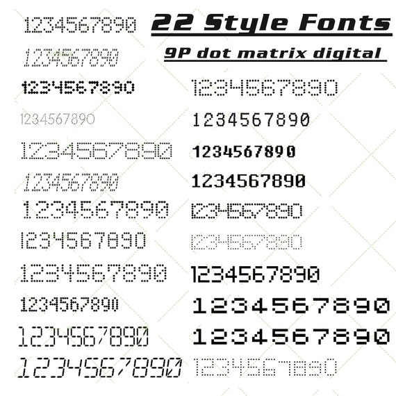 9P Dot Matrix Digital Fonts fonts for Number Special Purpose Etsy