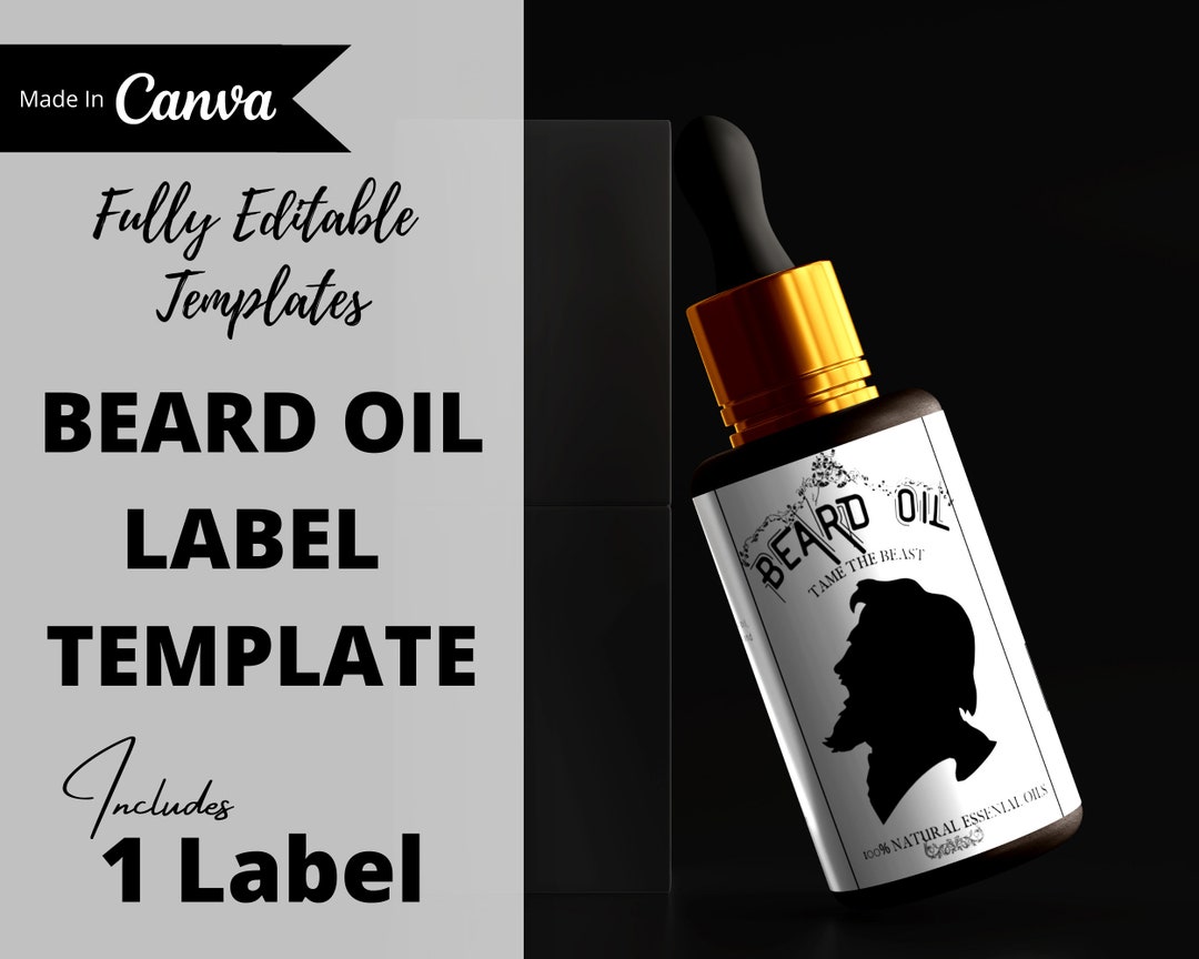 Beard Oil Label Template Dropper Bottle Label Beard Oil Etsy