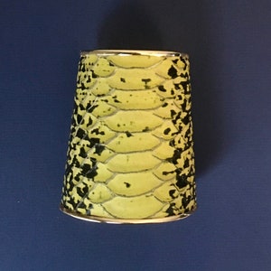Leather snake print cuff, statement bracelet, yellow leather cuff, large cuff bracelet