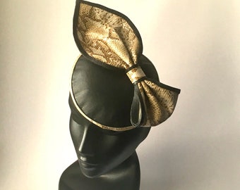 Leather Snake print fascinator wedding  mother of the bride hat Ascot ladies day hat
