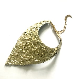 Light Gold leather bib necklace, gold leather choker, statement necklace, statement jewelry