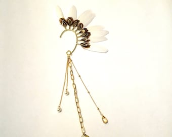 Feather Ear Cuff: Gold Chain Statement Jewelry